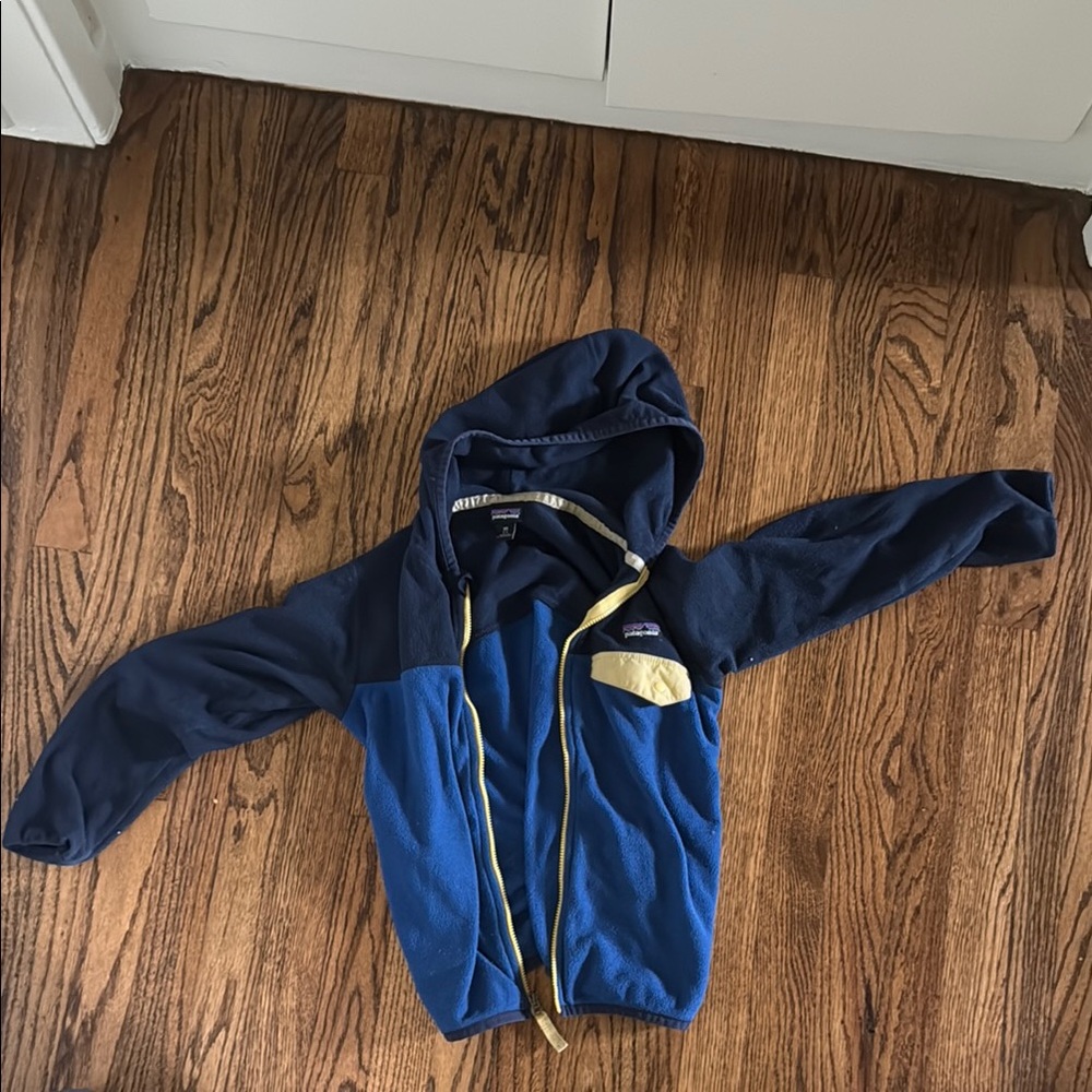 Kids Blue Patagonia Fleece Hooded Jacket